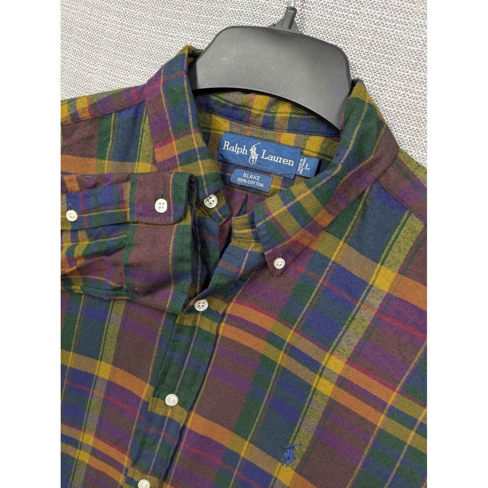 Ralph Lauren Blake Shirt Mens Large Multicolor Plaid Flannel Button Up Casual